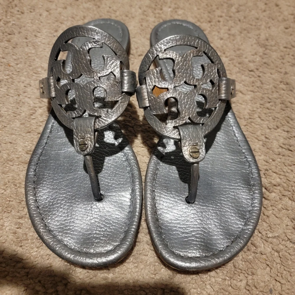 Tory Burch Miller Sandals Pewter Size 9.5